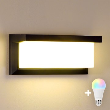 Brilagi - Aplique de pared exterior LED RGBW regulable BRICKY 1xE27/15W/230V 2700-6500K IP54 negro