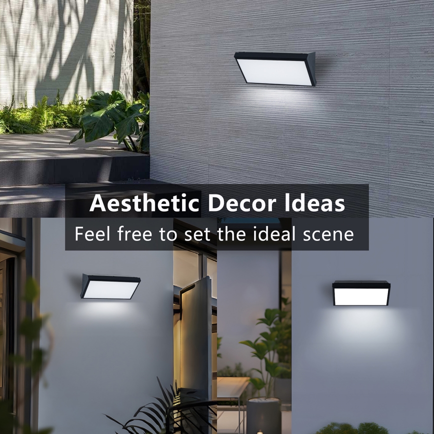 Brilagi - Aplique de pared exterior LED RGBW regulable TRIANGLE 1xE27/15W/230V 2700-6500K IP65 negro