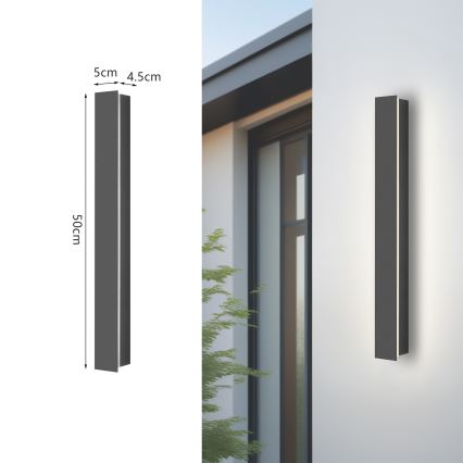 Brilagi - Aplique de pared exterior LINEAR LED/12W/230V 3000K IP65 50 cm antracita