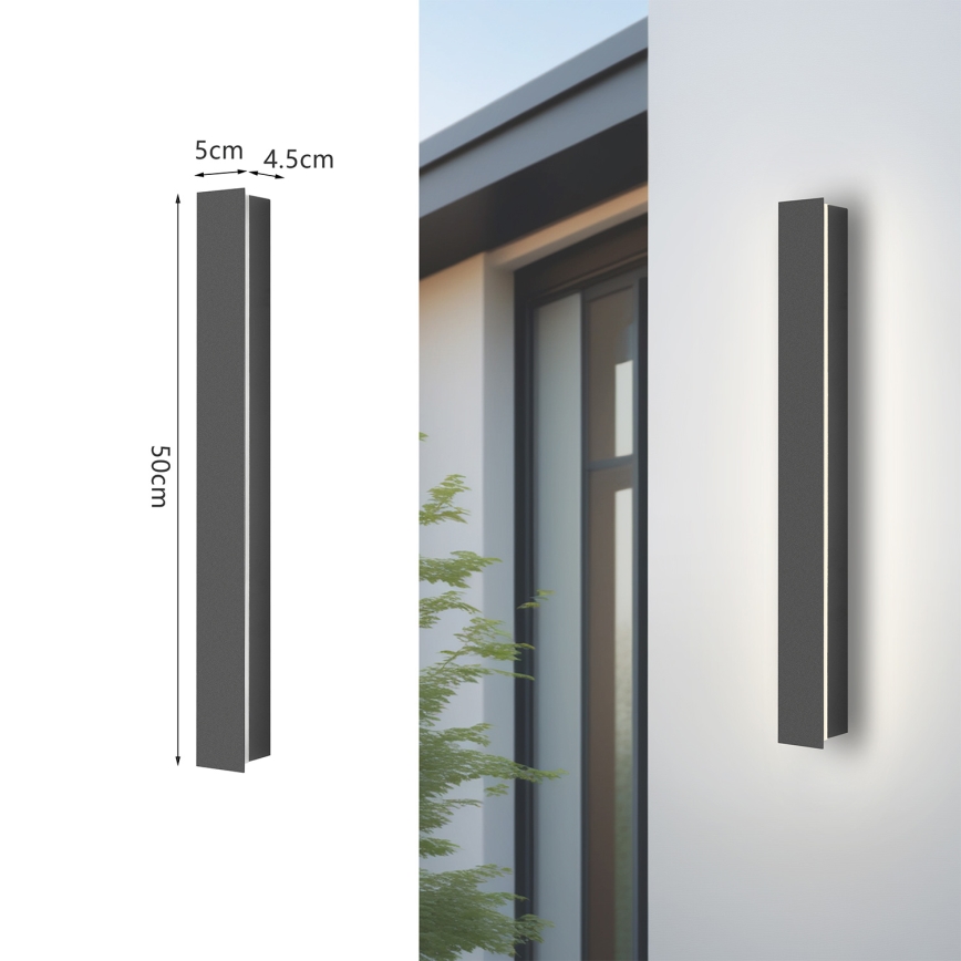 Brilagi - Aplique de pared exterior LINEAR LED/12W/230V 3000K IP65 50 cm antracita