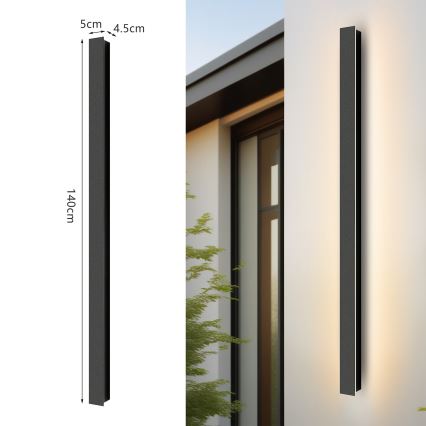 Brilagi - Aplique mural LED para exterior LINEAR LED/32W/230V 4000K IP65 140 cm negro CRI 90