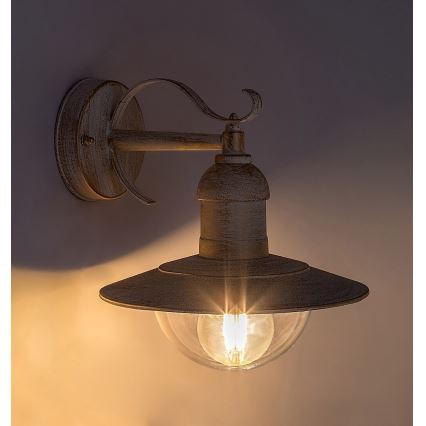 Brilagi - Aplique de pared exterior MOLDE 1xE27/60W/230V IP44 blanco/pátina