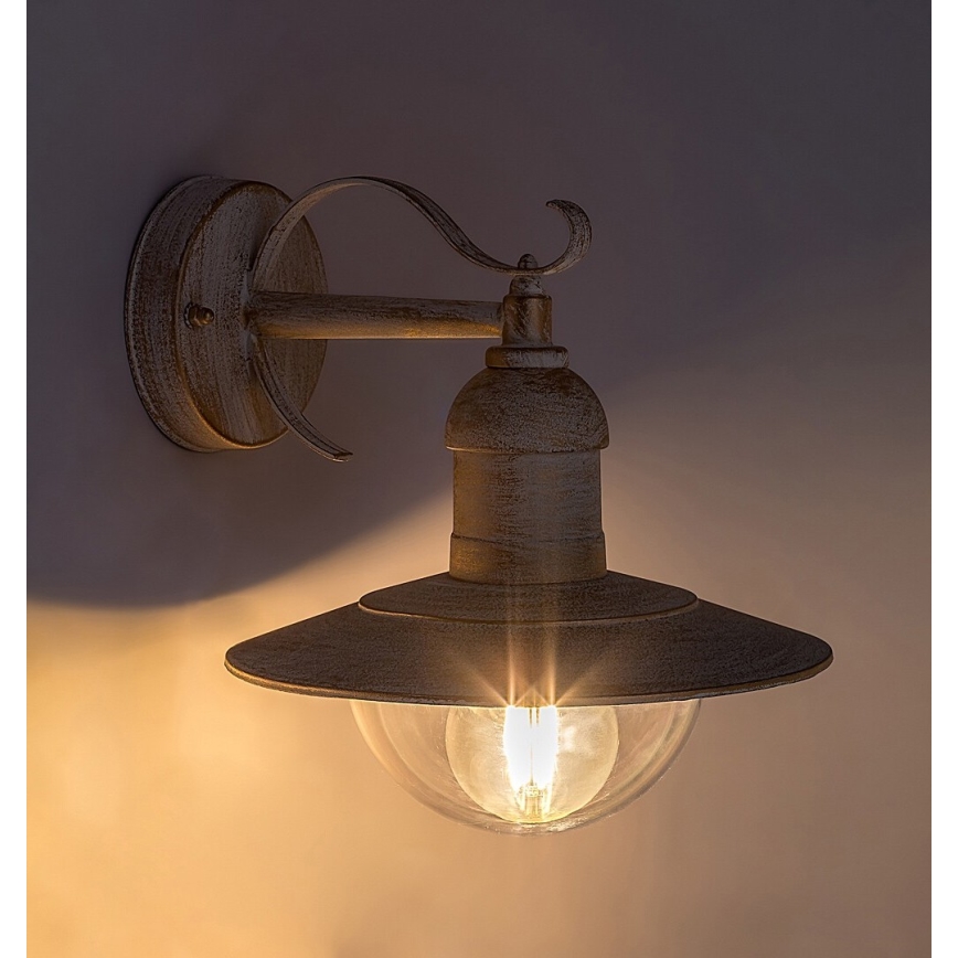 Brilagi - Aplique de pared exterior MOLDE 1xE27/60W/230V IP44 blanco/pátina