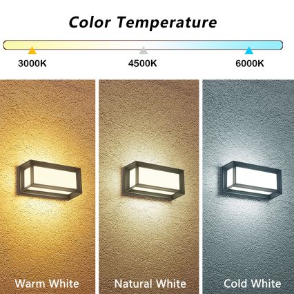 Brilagi - Aplique LED de pared para exterior PARKER LED/12W/230V 3000/4500/6000K antracita IP44