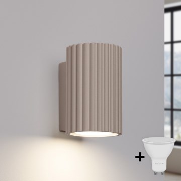 Brilagi - Aplique de pared LED CRESTO 1xGU10/10W/230V 10 cm taupe