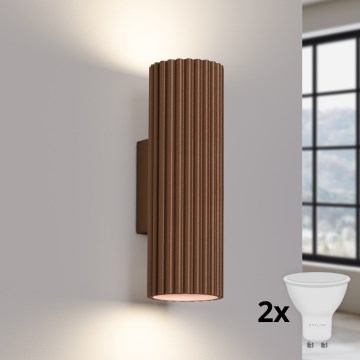 Brilagi - Aplique de pared LED CRESTO 2x GU10/10W/230V, 20 cm, marrón