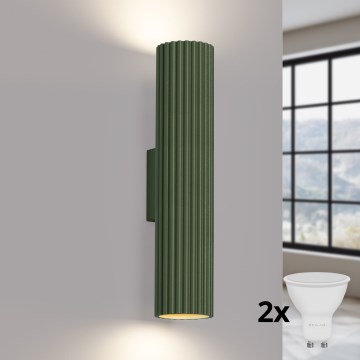 Brilagi - Aplique de pared LED CRESTO 2x GU10/10W/230V 30 cm verde