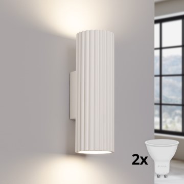 Brilagi - Aplique de pared LED CRESTO 2xGU10/10W/230V 20 cm color crema