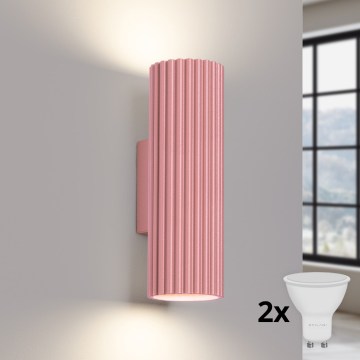 Brilagi - Aplique de pared LED CRESTO 2xGU10/10W/230V 20 cm rosa