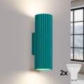 Brilagi - Aplique de pared LED CRESTO 2xGU10/10W/230V 20 cm turquesa