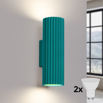 Brilagi - Aplique de pared LED CRESTO 2xGU10/10W/230V 20 cm turquesa