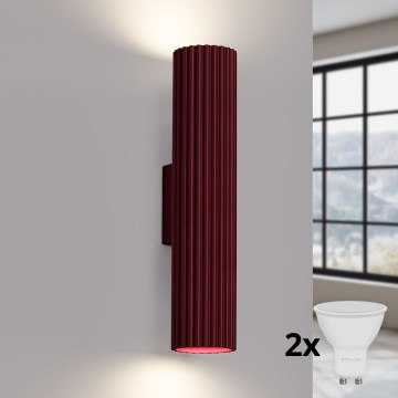 Brilagi - Aplique de pared LED CRESTO 2xGU10/10W/230V 30 cm burdeos