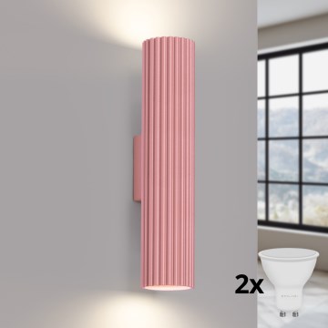 Brilagi - Aplique de pared LED CRESTO 2xGU10/10W/230V 30 cm rosa