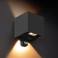 Brilagi - Aplique de pared LED exterior con sensor CUBE LED/6W/230V negro IP65