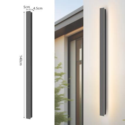 Brilagi - Aplique de pared LED para exterior LINEAR LED/32W/230V 4000K IP65 140 cm antracita