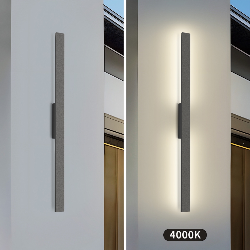 Brilagi - Aplique mural LED de exterior LUNA, 24W, 230V, 4000K, IP65, 100 cm, antracita