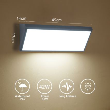 Brilagi - Aplique de pared LED para exterior TRIANGLE LED/42W/230V 45 cm antracita IP65
