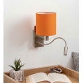 Brilagi - Aplique de pared LED flexible NUBILA 1xE27/25W/230V + LED/3W cromo mate/naranja