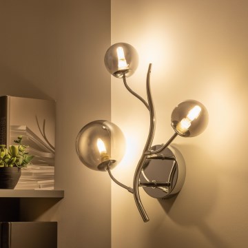 Brilagi - Aplique de pared LED MISTEL 3xG9/3W/230V negro cromado/ahumado