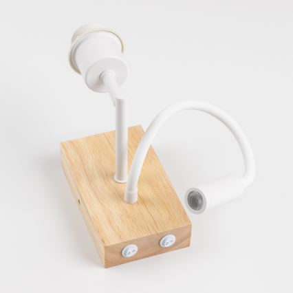 Brilagi - Lámpara de pared LED flexible NUBILA WOOD 1xE27/25W/230V + LED/3W roble/blanco/naranja