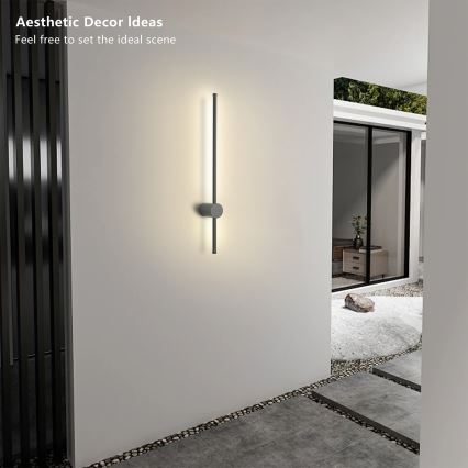 Brilagi - AURA aplique de pared exterior LED/12W/230V 3000K IP54 65 cm antracita