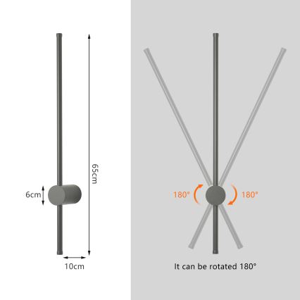 Brilagi - AURA aplique de pared exterior LED/12W/230V 3000K IP54 65 cm antracita
