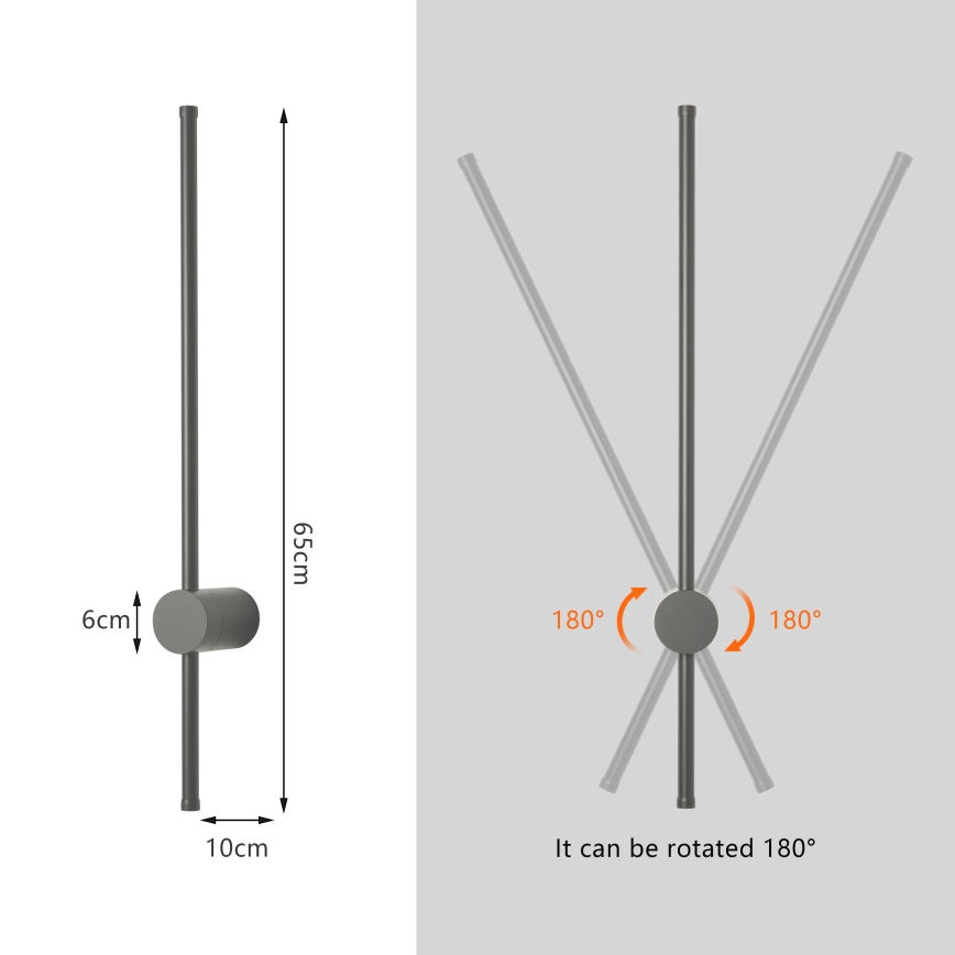 Brilagi - AURA aplique de pared exterior LED/12W/230V 3000K IP54 65 cm antracita