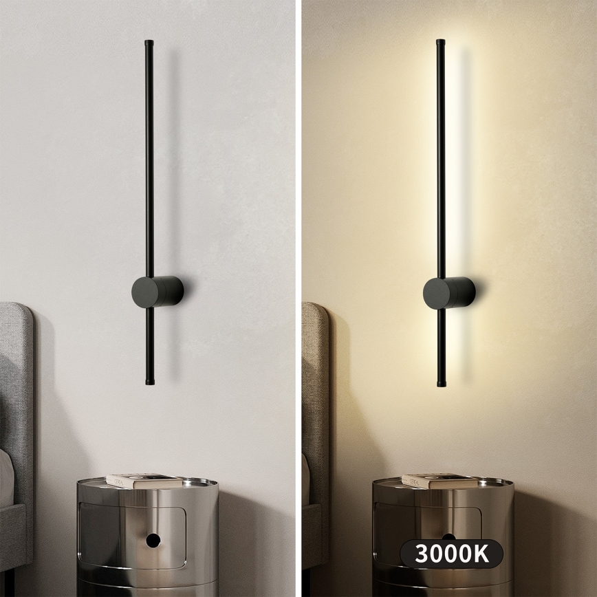 Brilagi - Aplique LED de pared exterior AURA, 12W/230V, 3000K, IP54, 65 cm, negro, CRI 90