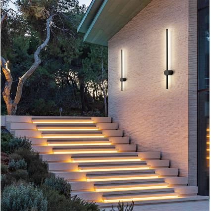 Brilagi - Aplique LED de pared exterior AURA, 12W/230V, 3000K, IP54, 65 cm, negro, CRI 90