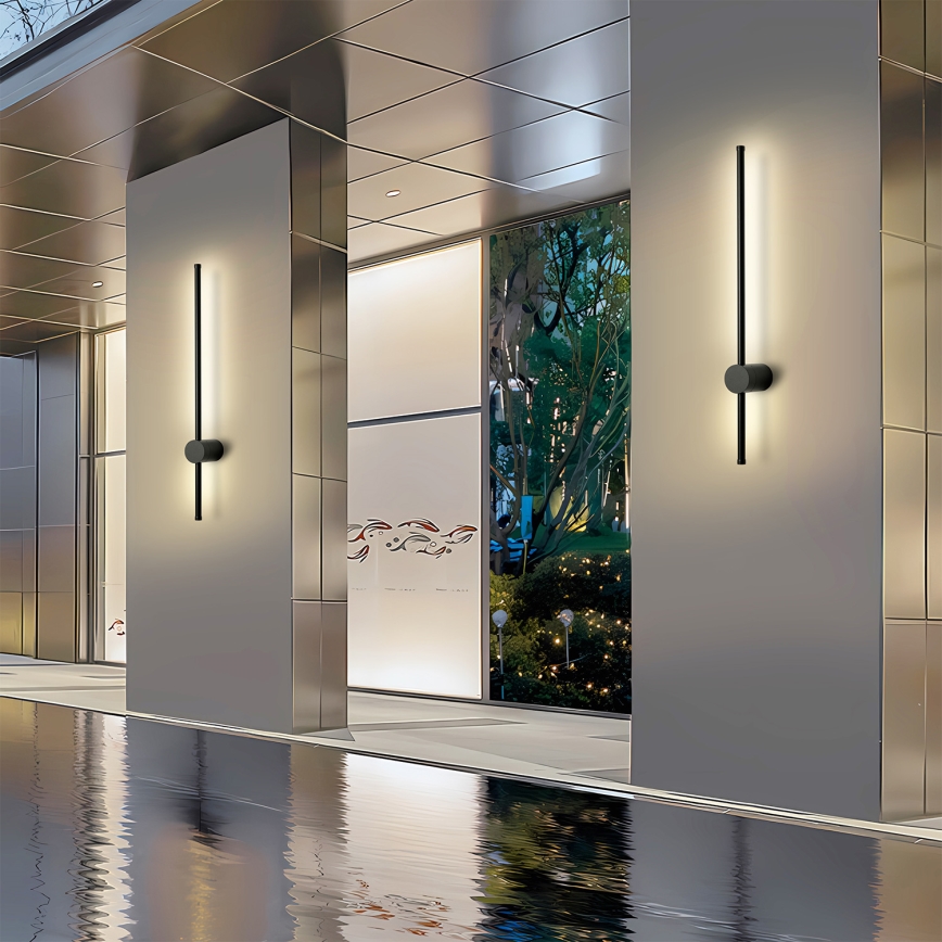 Brilagi - Aplique LED de pared exterior AURA, 12W/230V, 3000K, IP54, 65 cm, negro, CRI 90