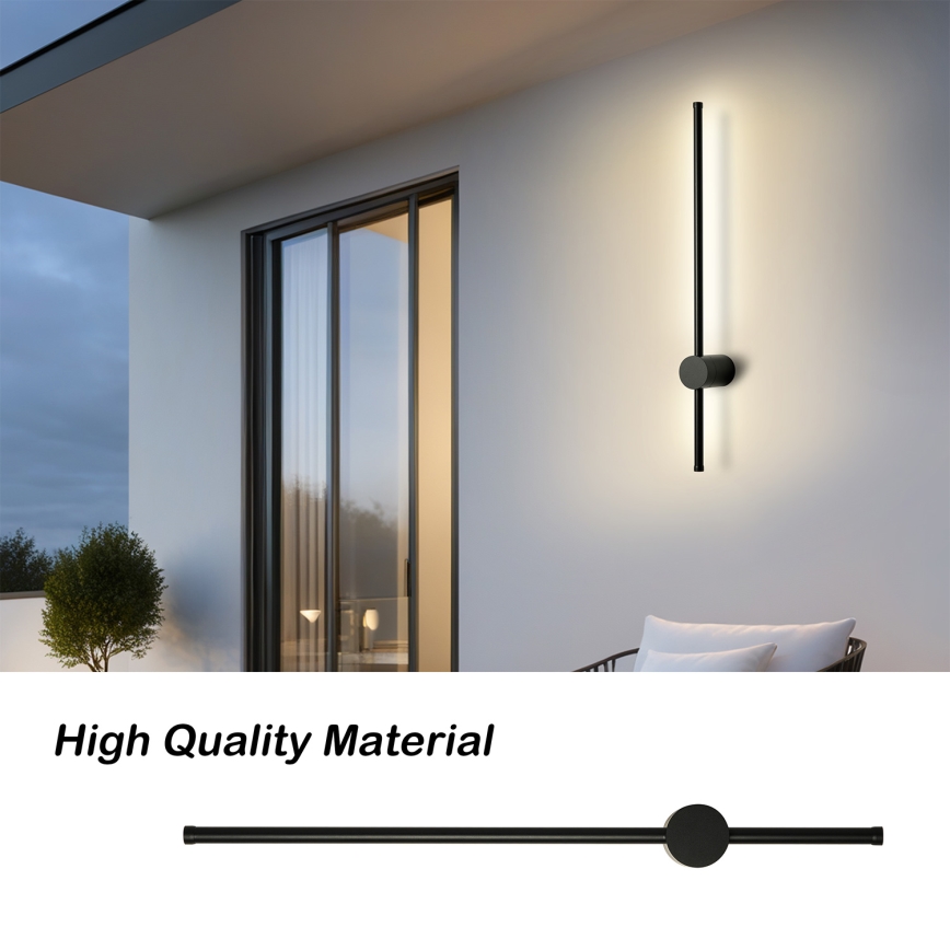 Brilagi - Aplique LED de pared exterior AURA, 12W/230V, 3000K, IP54, 65 cm, negro, CRI 90