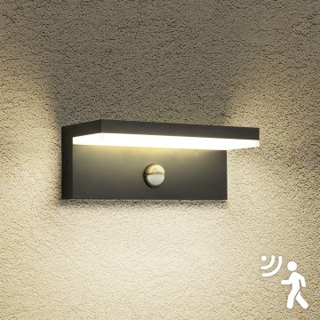 Brilagi - Aplique de pared LED para exterior con sensor TESSI LED/10W/230V negro IP54