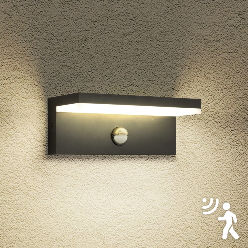 Brilagi - Aplique de pared LED para exterior con sensor TESSI LED/10W/230V negro IP54