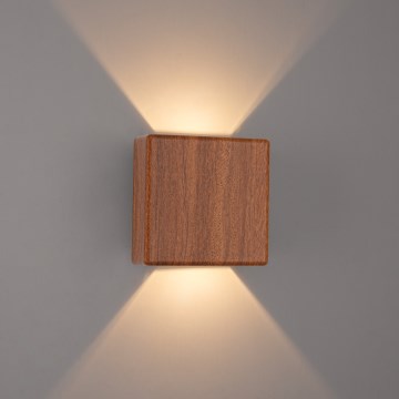 Brilagi - Aplique de pared LED para exterior DOUBLERAY LED/6W/230V, acabado en madera, IP54