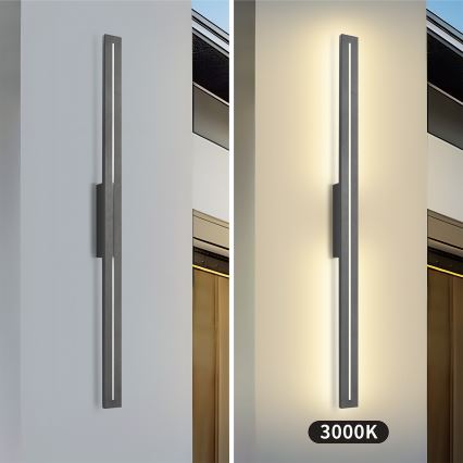 Brilagi - Aplique LED de pared para exterior LINEO, 24W, 230V, 3000K, IP65, 100 cm, antracita
