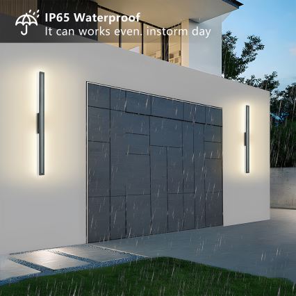 Brilagi - Aplique LED de pared para exterior LINEO, 24W, 230V, 3000K, IP65, 100 cm, antracita