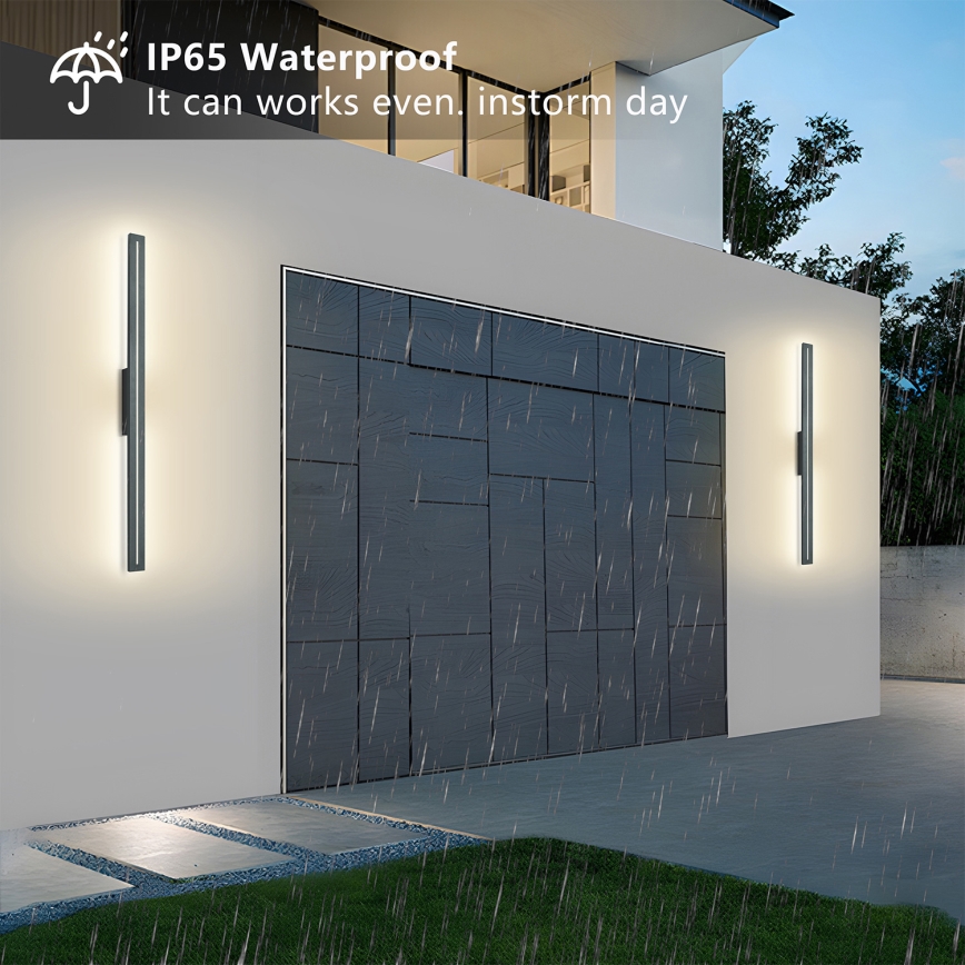 Brilagi - Aplique LED de pared para exterior LINEO, 24W, 230V, 3000K, IP65, 100 cm, antracita