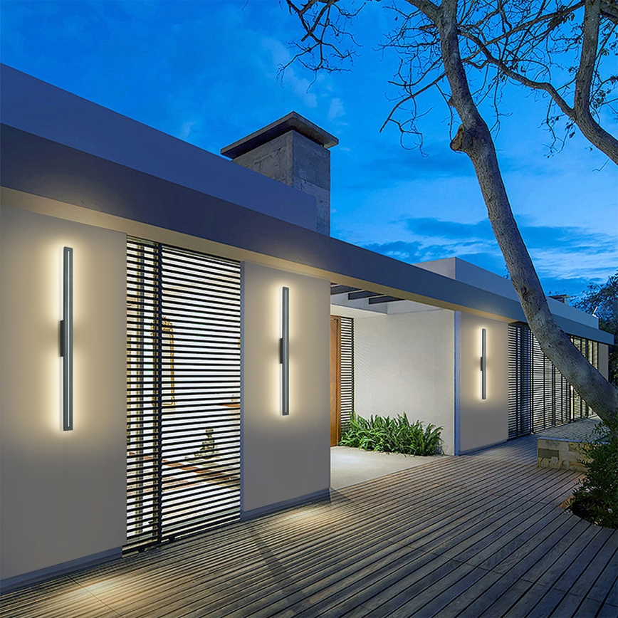 Brilagi - Aplique LED de pared para exterior LINEO, 24W, 230V, 3000K, IP65, 100 cm, antracita