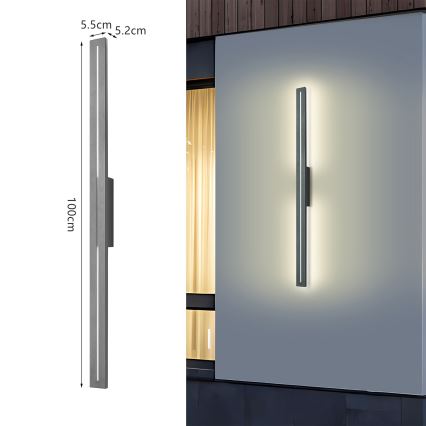 Brilagi - Aplique LED de pared para exterior LINEO, 24W, 230V, 3000K, IP65, 100 cm, antracita