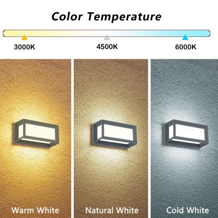 Brilagi - Aplique de pared LED para exterior PARKER LED/12W/230V 3000/4500/6000K gris IP44