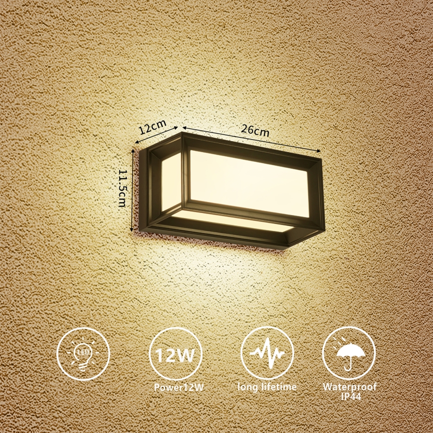 Brilagi - Aplique de pared LED para exterior PARKER LED/12W/230V negro IP44