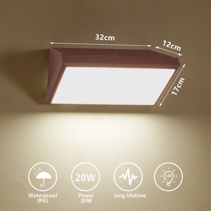 Brilagi - Aplique de pared LED para exterior TRIANGLE LED/20W/230V marrón IP65