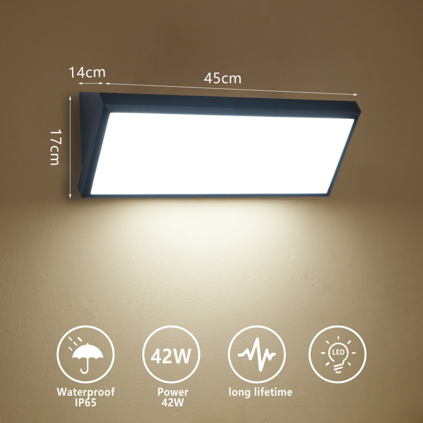 Brilagi - Aplique de pared LED para exterior TRIANGLE LED/42W/230V negro IP65