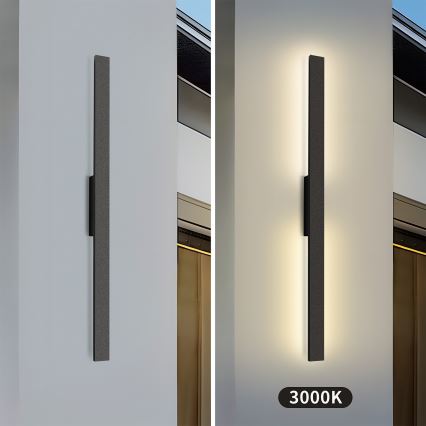 Brilagi - Aplique de pared exterior LUNA LED/24W/230V 3000K IP65 100 cm negro