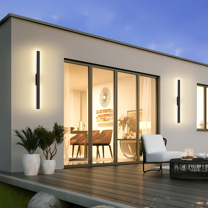 Brilagi - Aplique de pared exterior LUNA LED/24W/230V 3000K IP65 100 cm negro