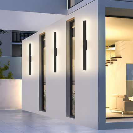 Brilagi - Aplique de pared exterior LUNA LED/24W/230V 3000K IP65 100 cm negro