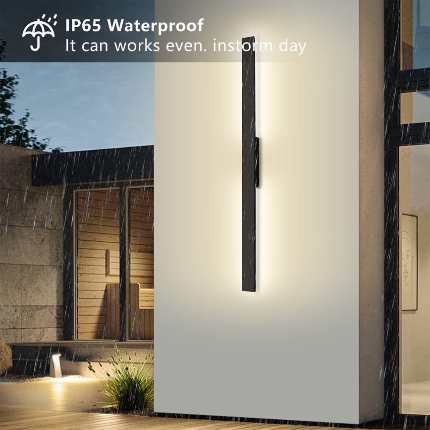 Brilagi - Aplique de pared exterior LUNA LED/24W/230V 3000K IP65 100 cm negro