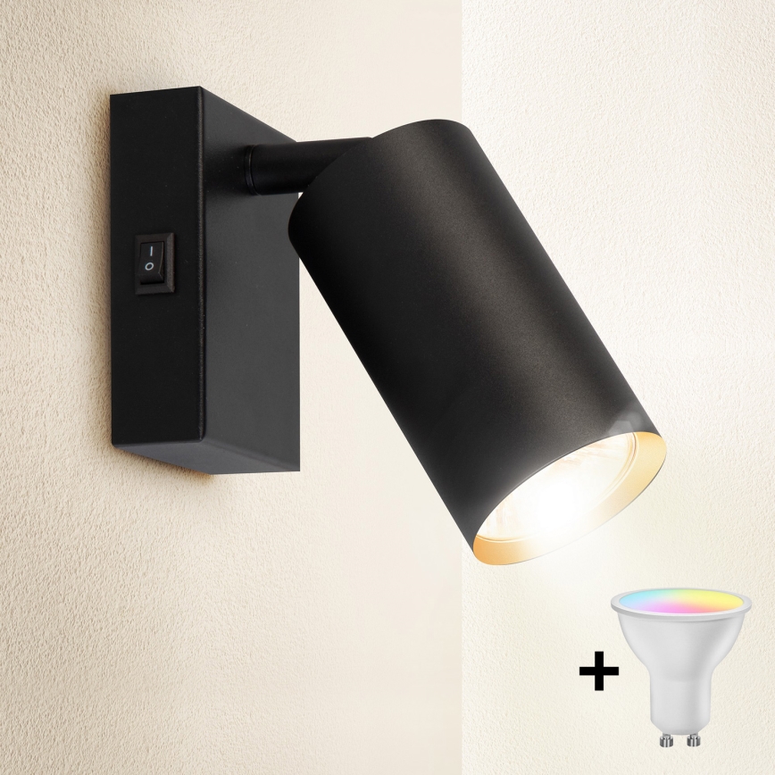 Brilagi - Aplique de pared LED RGBW regulable SELE 1xGU10/6,5W/230V 2700-6500K negro/dorado