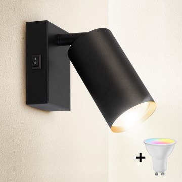 Brilagi - Aplique de pared LED RGBW regulable SELE 1xGU10/6W/230V 3000K negro/dorado