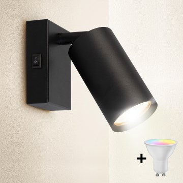 Brilagi - Aplique de pared LED RGBW regulable SELE 1xGU10/6W/230V 3000K negro + mando a distancia
